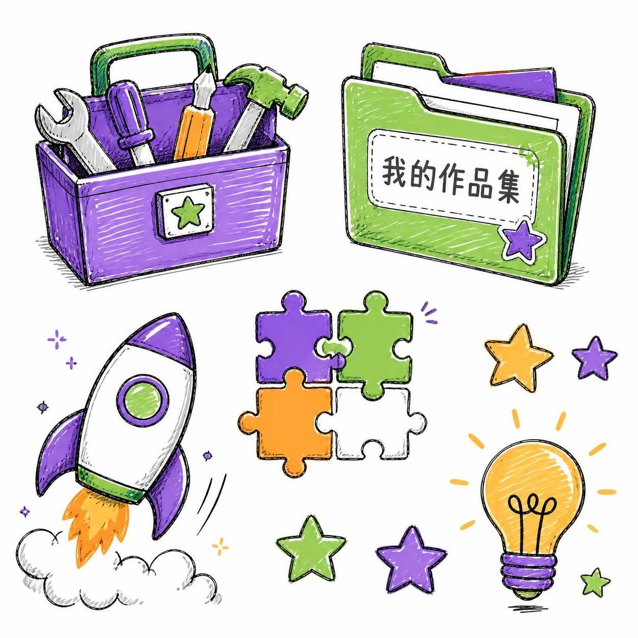 手绘工具图标